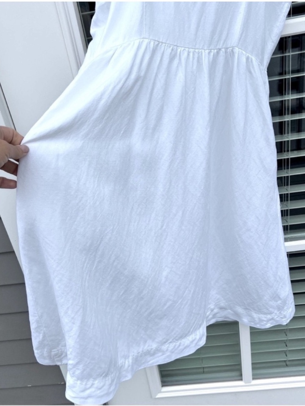 LOFT White Linen Blend Button Front Fit Flare Sundress Size 6 Pockets - Picture 11 of 17